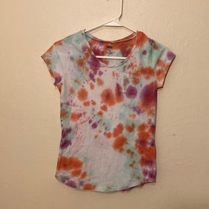 Tie Die Orange, Teal, Purple and Red Short Sleeve